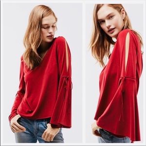 Express bell sleeve cold shoulder top